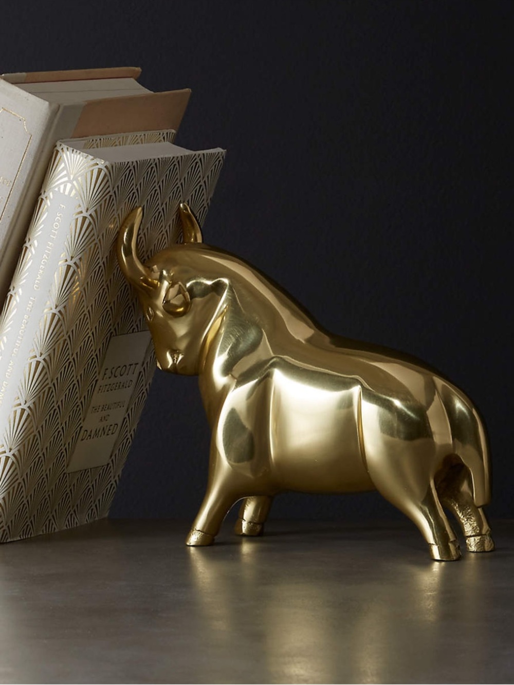 New! CB2 Gold Bull Bookend Sculpture